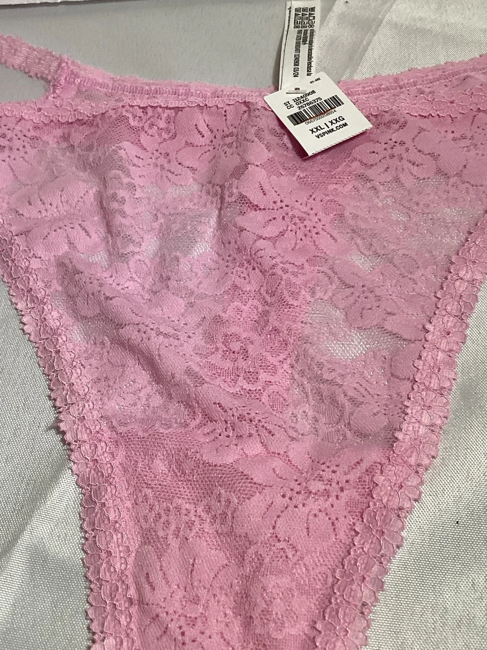 PINK Victoria's Secret Light Pink Lace Strappy Bikini Panty